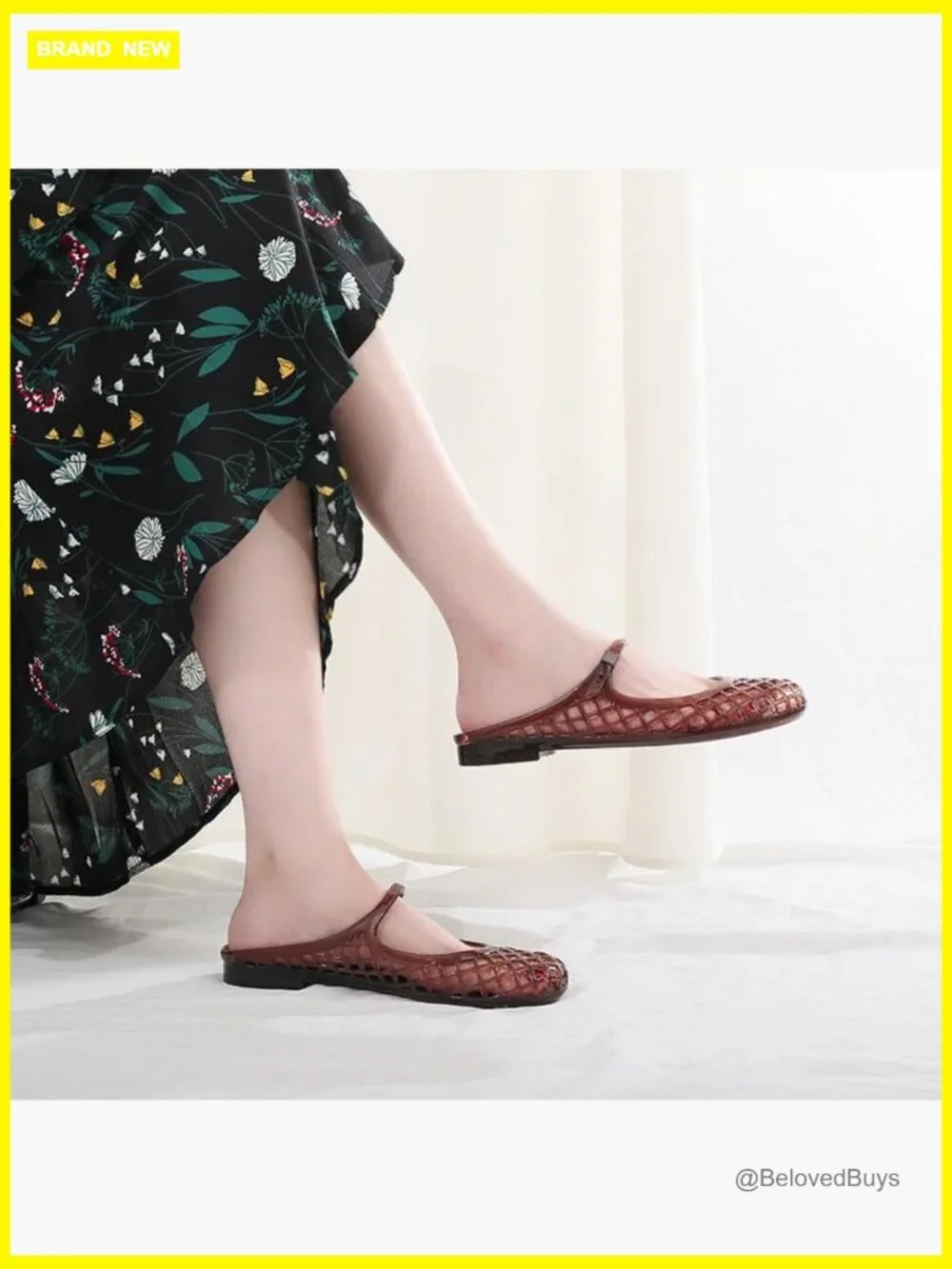 Flat Jelly Sandals Mesh Mules Rounded Toe Slides Comfortable Summer Beach Shoes - Picture 3 of 4